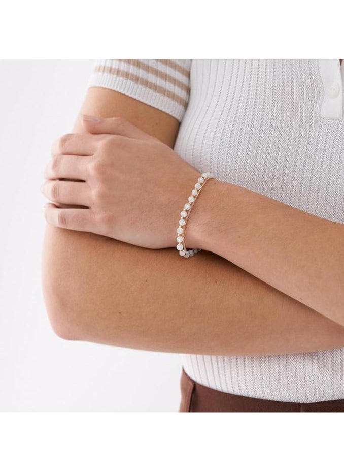 FOSSIL Bracelt for Women All Stacked Up, Rose Quartz Chain Beaded Bracelet, Length: 165mm+35mm, Width: 4mm, JF04444791  - Image 3