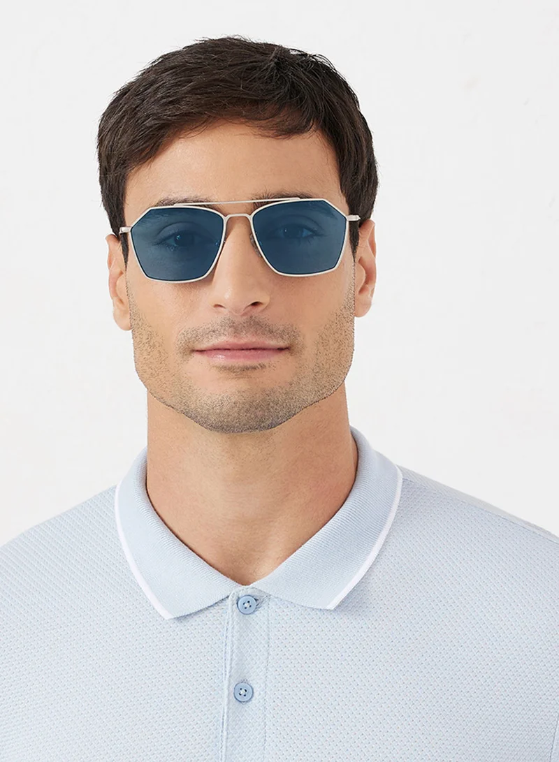 30Sundays Figaro,Men Sunglasses, Aviator Sunglasses, UV Protection: UV400 (Silver,Blue)