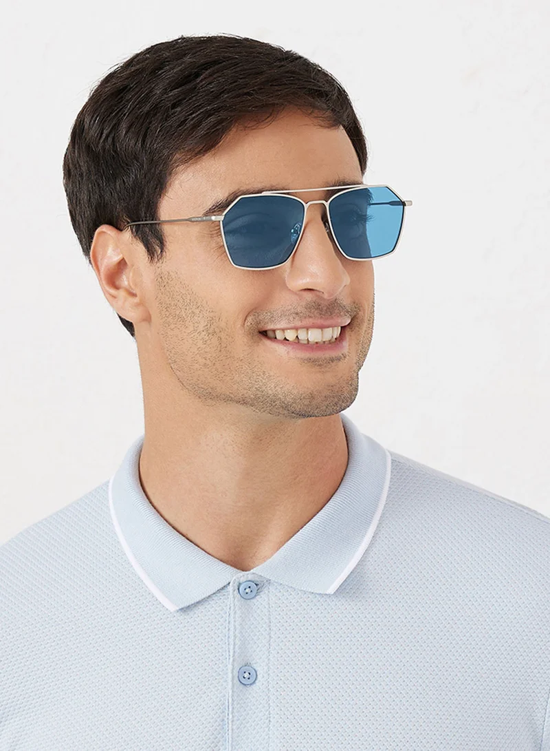 30Sundays Figaro,Men Sunglasses, Aviator Sunglasses, UV Protection: UV400 (Silver,Blue)