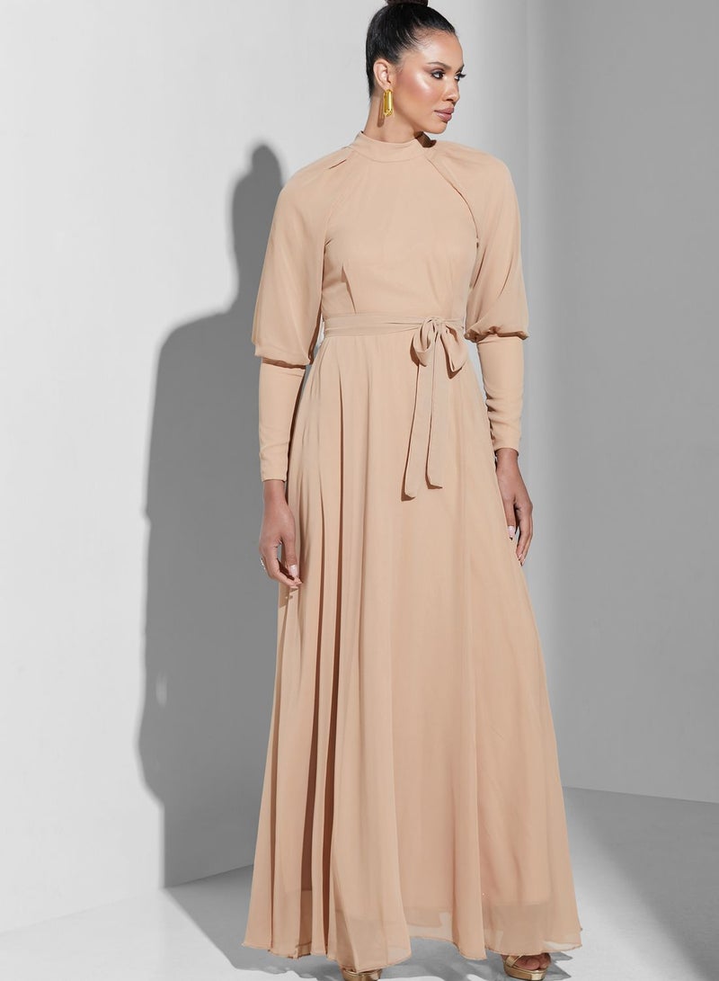 Namshi X Trendyol Belted Chiffon Dress - Image 1