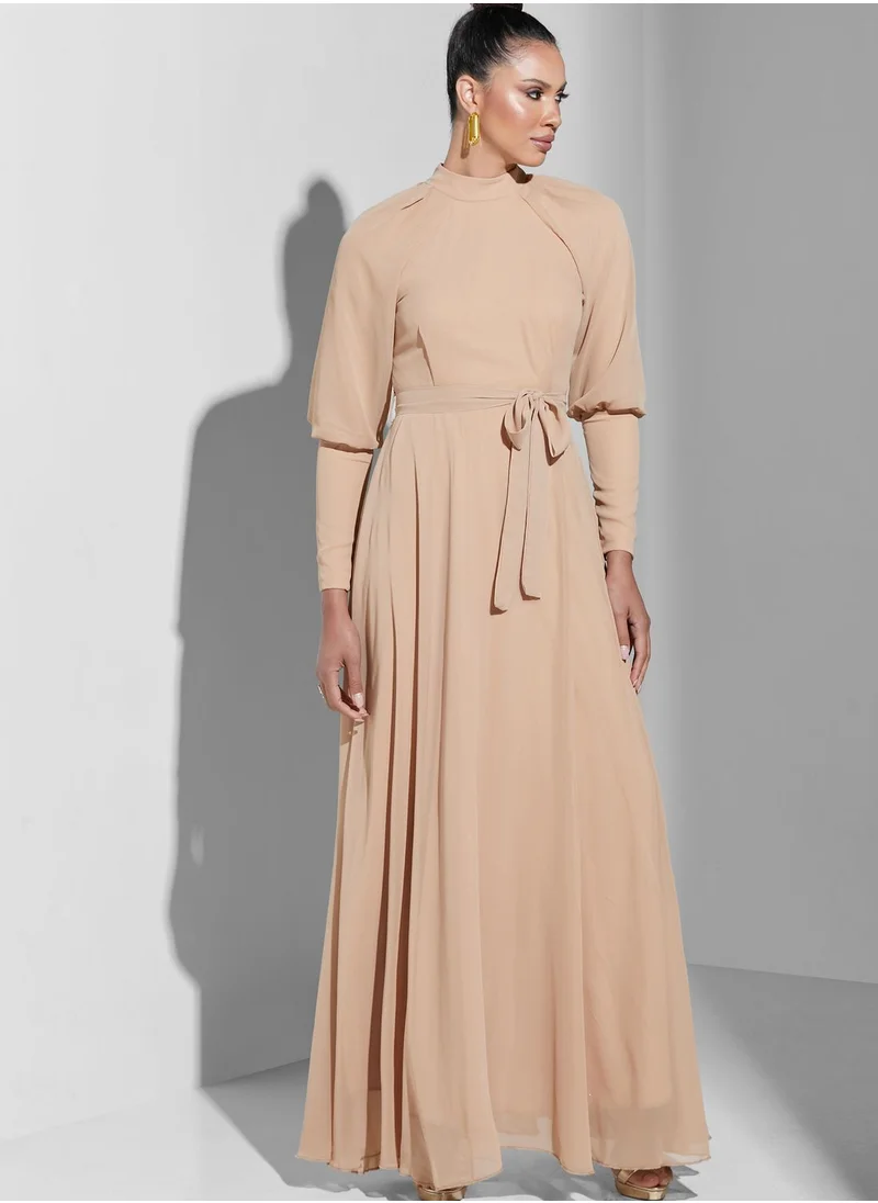 Namshi X Trendyol High Neck Pleated Dress