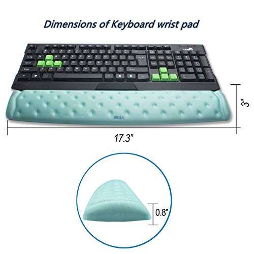 BRILA Memory Foam Mouse & Keyboard Wrist Rest Support Pad Cushion Set for Computer, Laptop, Office Work, PC Gaming - Massage Holes Design - Easy Typing Wrist Pain Relief (Aquamarine) - Image 2