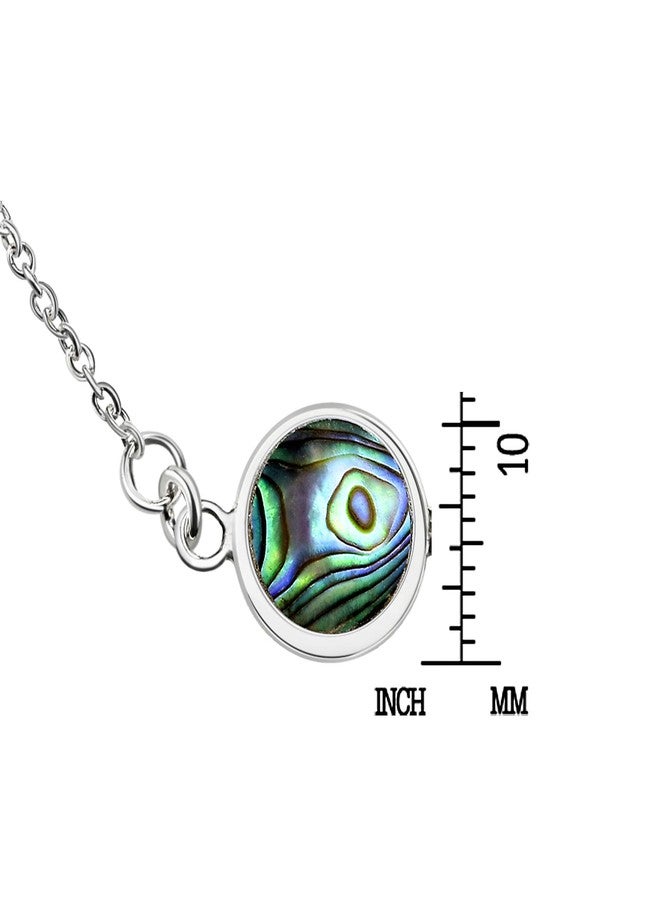 AeraVida Striking Double-Sided Abalone Shell and White Mother of Pearl .925 Sterling Silver Bracelet | Abalone Shell Bracelets for Women | Adjustable Bracelet - Image 3