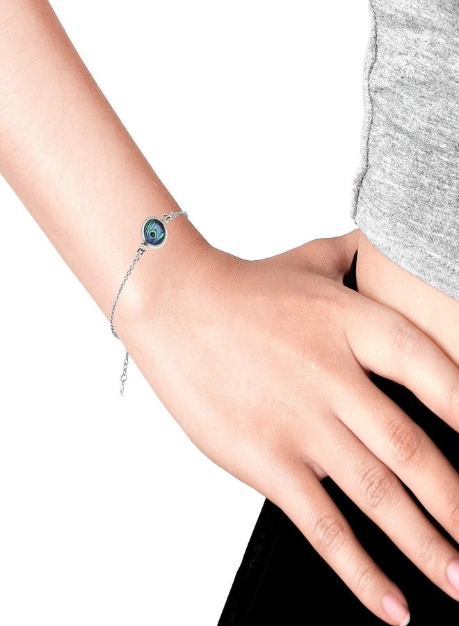 AeraVida Striking Double-Sided Abalone Shell and White Mother of Pearl .925 Sterling Silver Bracelet | Abalone Shell Bracelets for Women | Adjustable Bracelet - Image 2