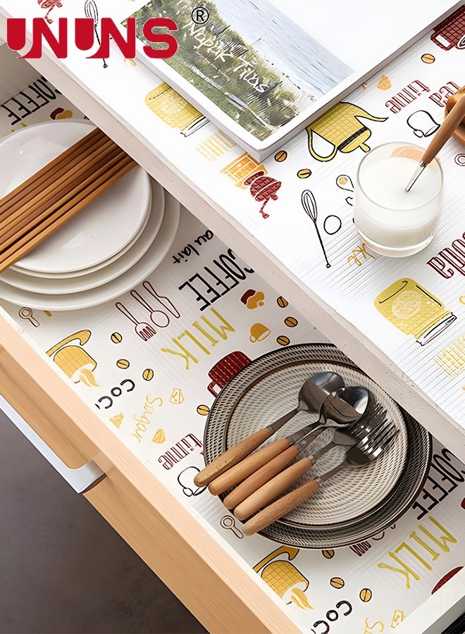 UNUNS 2-Rolls Non-Adhesive Printing Cabinet Mat,Washable Non-Slip Kitchen Mats For Placemat And Cupboard Cabinet Shelf Liners,30cmx300cmx2 - Image 2