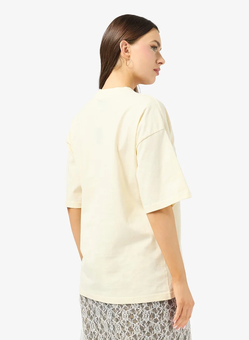 Ginger Cotton Oversize Varsity Graphic T-shirt