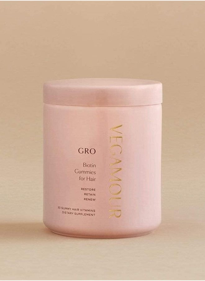 VEGAMOUR - GRO Biotin Gummies - Hair Health Vitamins with Biotin, Vitamin A, Vitamin B, Vitamin C, Vitamin E and Vitamin B12 - Hair Supplement to Support Keratin and Collagen - Image 1