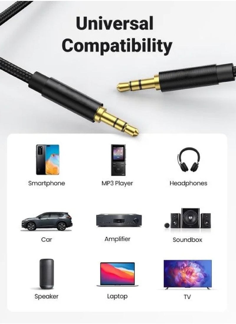 Captaintech 3.5mm Audio Cable [1.5M/5ft] - Braided Aux Male to Male Stereo Cord for Headphones, Speakers, Car Stereo, iPhone, MacBook & Mobile Devices  - Image 2