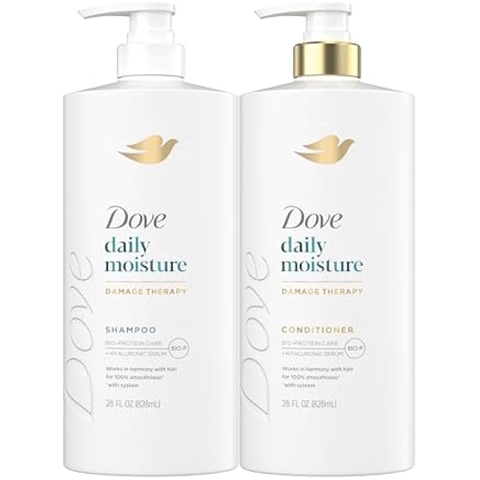 Dove Damage Therapy Shampoo Daily Moisture for Dry Hair with Bio-Protein Care Technology and Hyaluronic Serum 28 Fl Oz