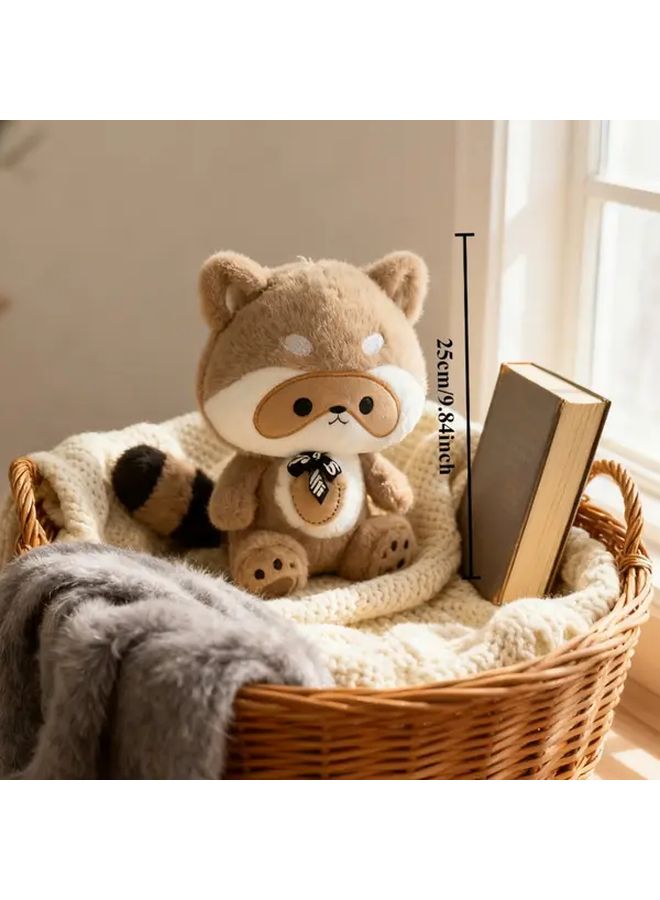 Brown Raccoon Plush Toy Cute Animal Doll Holiday Gift - Image 3