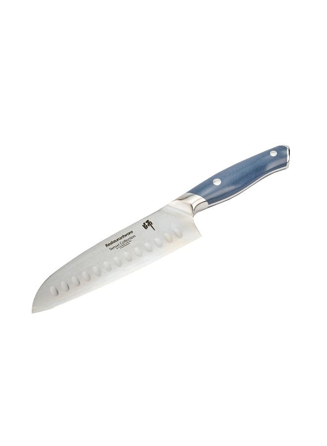 Restaurantware Sensei 12.4 Inch Santuko Knife, 1 Sharp Japanese Knife - High-Carbon, 67 Layer, Blue Damascus Steel Sharpest Kitchen Knife, Ergonomic Handle, For Cutting Vegetables And Meat - Image 2