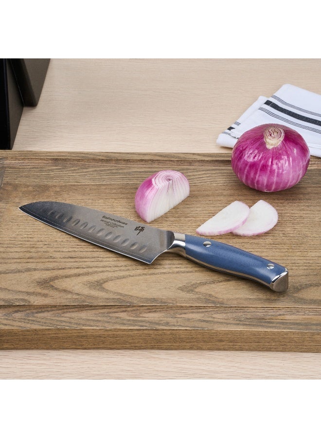 Restaurantware Sensei 12.4 Inch Santuko Knife, 1 Sharp Japanese Knife - High-Carbon, 67 Layer, Blue Damascus Steel Sharpest Kitchen Knife, Ergonomic Handle, For Cutting Vegetables And Meat - Image 4