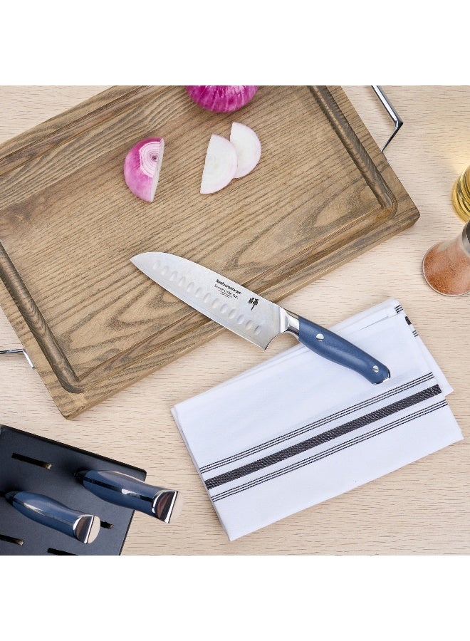 Restaurantware Sensei 12.4 Inch Santuko Knife, 1 Sharp Japanese Knife - High-Carbon, 67 Layer, Blue Damascus Steel Sharpest Kitchen Knife, Ergonomic Handle, For Cutting Vegetables And Meat - Image 3