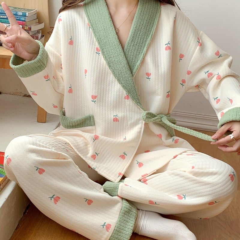 Postpartum Nursing Pajama Set Adjustable 3754 Rose Princess 