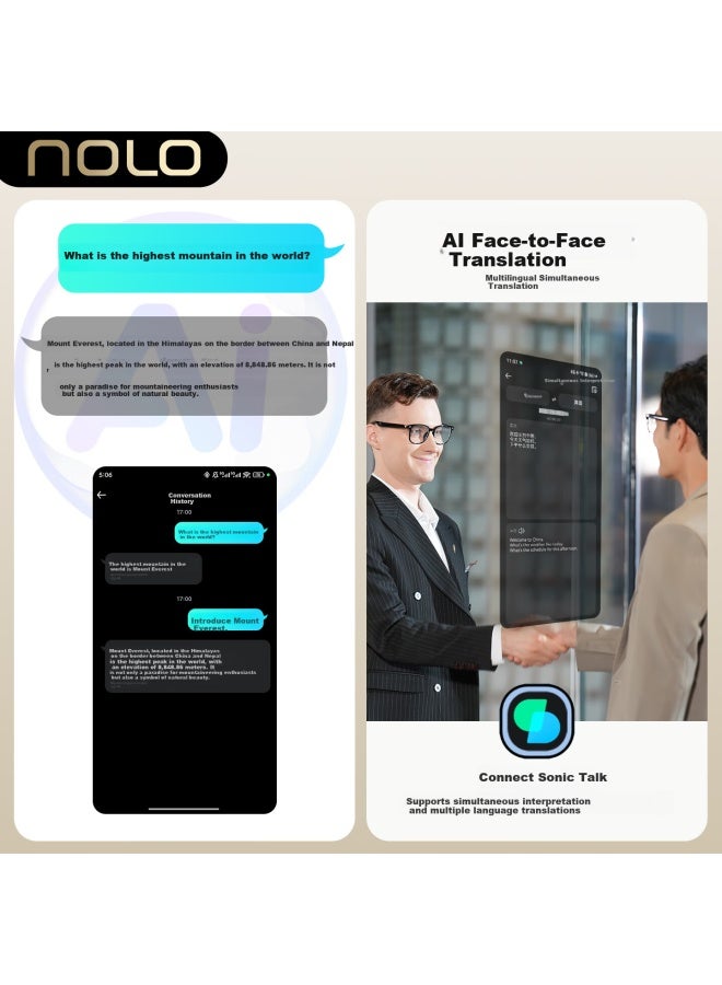Nolo Ai Smart Gl Bluetooth Earphones Audio Gl Ai Voice Conversation Language Translation Sungl Long Battery Life - Image 4