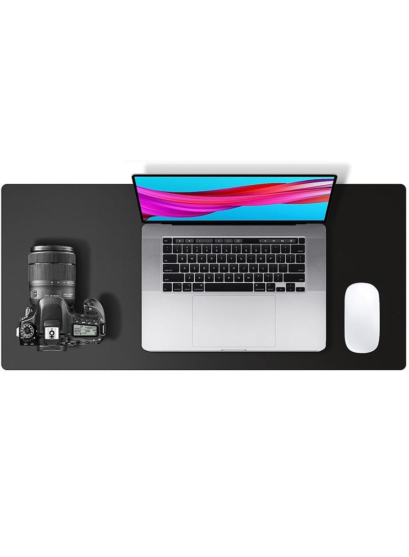 Desk Pad Protector Mouse Pad Non-Slip PU Leather Desk Blotter Laptop Desk Pad Waterproof Writing Pad for Office and Home 60cm x 30cm Black  - Image 1