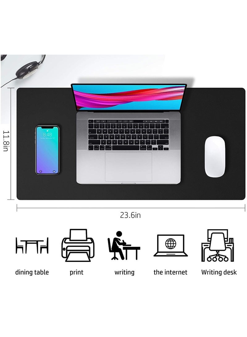 Desk Pad Protector Mouse Pad Non-Slip PU Leather Desk Blotter Laptop Desk Pad Waterproof Writing Pad for Office and Home 60cm x 30cm Black  - Image 4