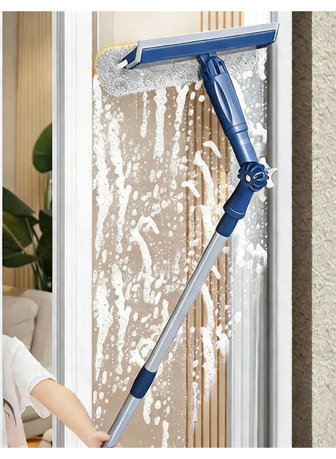 هومستر ممسحة تنظيف النوافذ، ممسحة تنظيف الزجاج 2 في 1 مع كوع وعمود تمديد مستقيم، معدات غسيل النوافذ لزجاج السيارة والنوافذ الداخلية والخارجية العالية - Image 3