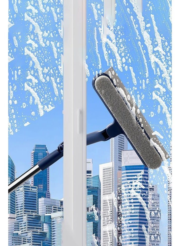 هومستر ممسحة تنظيف النوافذ، ممسحة تنظيف الزجاج 2 في 1 مع كوع وعمود تمديد مستقيم، معدات غسيل النوافذ لزجاج السيارة والنوافذ الداخلية والخارجية العالية - Image 1