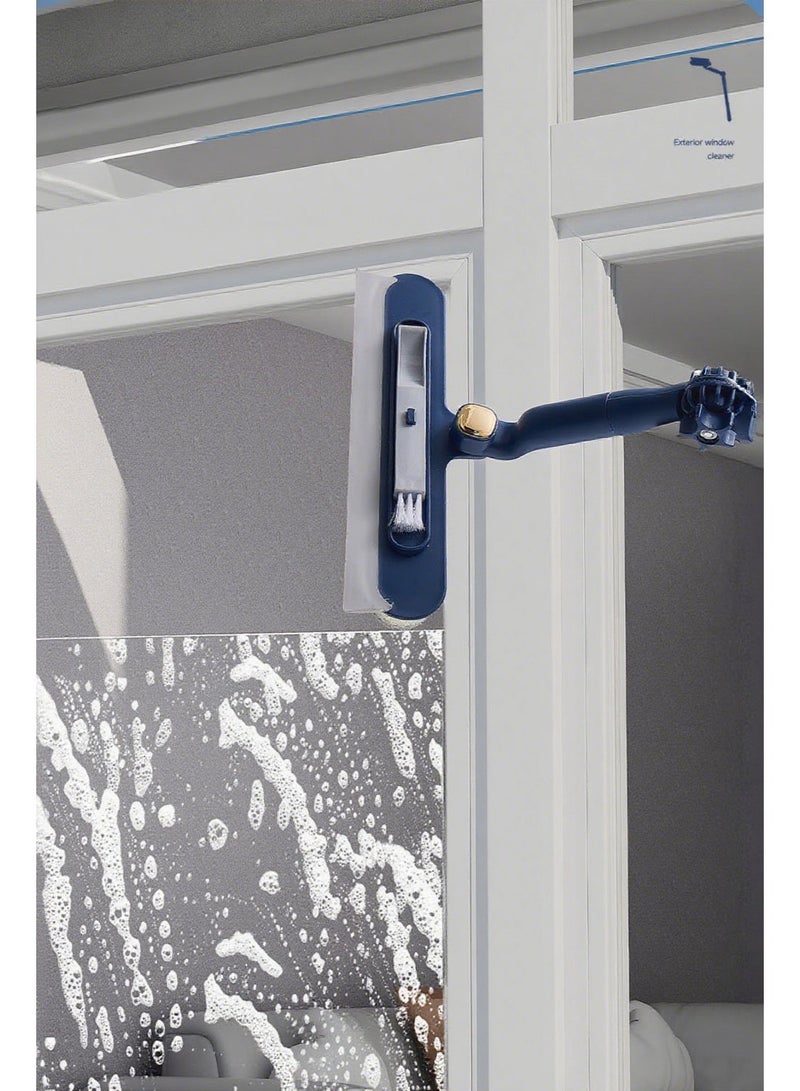 هومستر ممسحة تنظيف النوافذ، ممسحة تنظيف الزجاج 2 في 1 مع كوع وعمود تمديد مستقيم، معدات غسيل النوافذ لزجاج السيارة والنوافذ الداخلية والخارجية العالية - Image 2