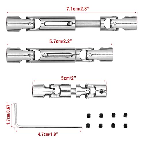 BuleVina 3Pcs Stainless Steel RC Upgrade Universal Drive Shaft FrontMediumBack Kit CVD Transmission Joint 57mm71mm for WPL MN Modes B16 B36 MN77 FY004 6WD 6X6 116 Military Truck Crawler Car Accessories - Image 5