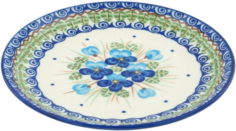 Polmedia Polish Pottery طبق حلوى خزف بولندي 7 بوصة زهور البنفسج الزرقاء - Image 2
