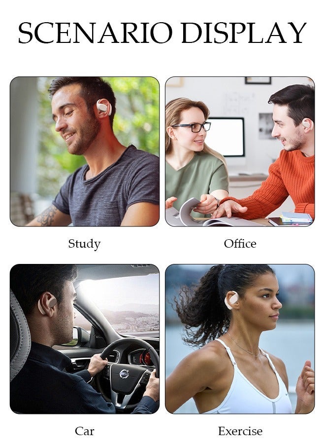 DUNISO Wireless Headphones Bluetooth Ear Clip Noise-cancelling Earphones with Wireless Charging Case Digital Display Bluetooth 5.3 Waterproof for Running Sport Gym - Image 3