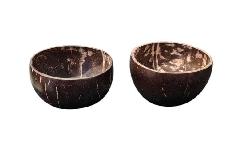 Eco Gree Coconut Shell Bowl -100 ML Each | Perfect for Breakfast, Smoothie, Salad Bowls, Antique Soup Serve Ware (2) - Image 1