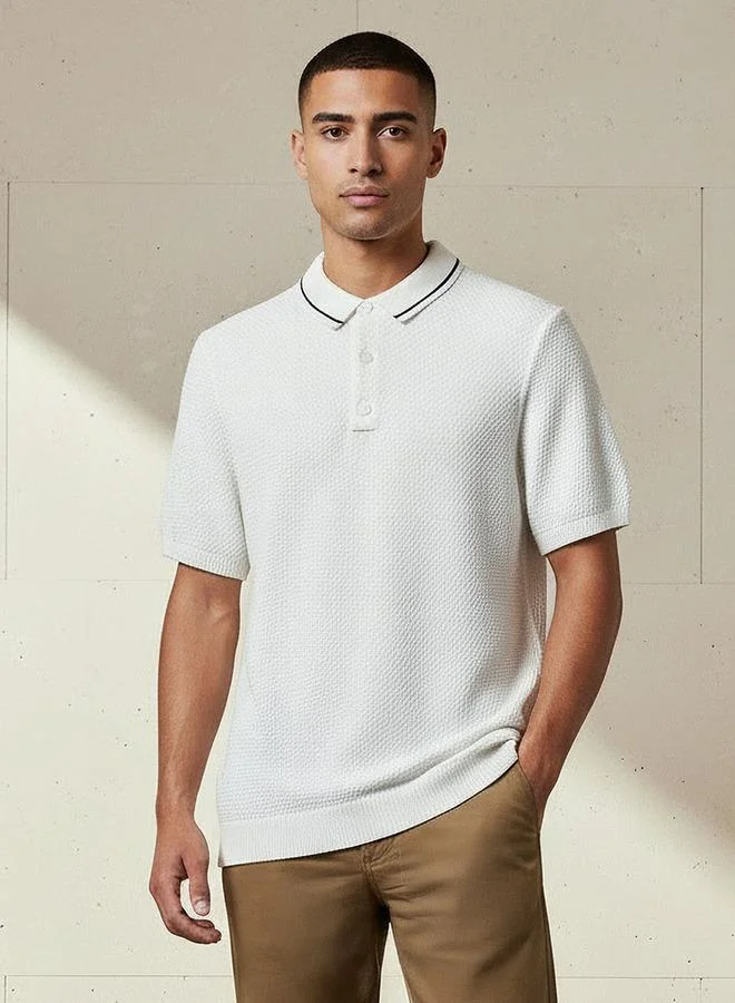 ايكونيك Iconic Men Short Sleeves Textured Polo T-shirt