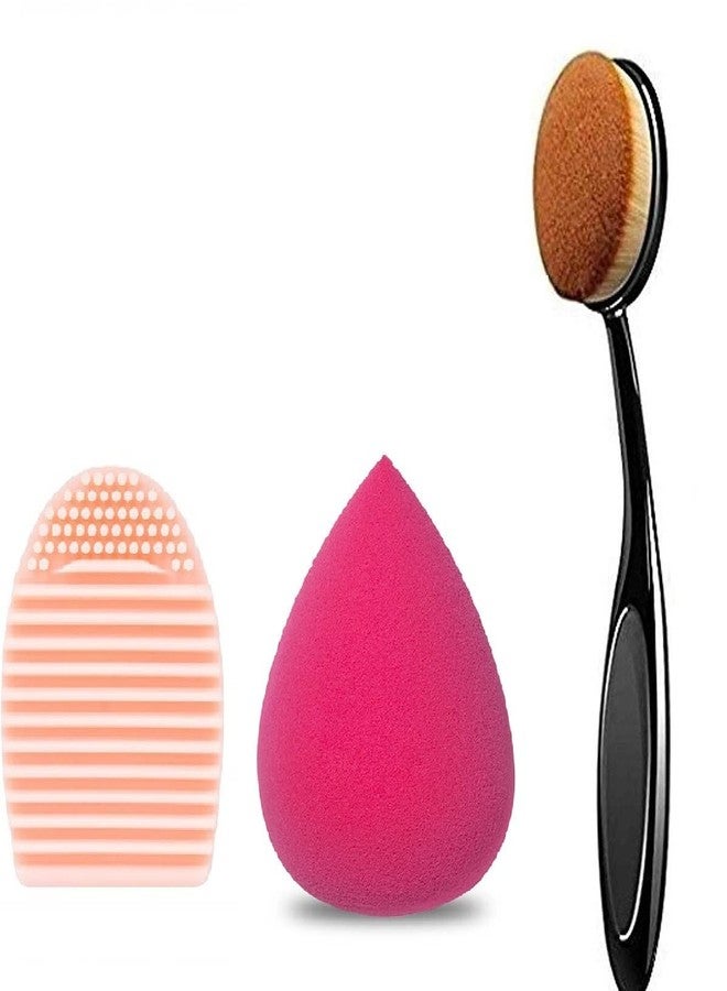 Zirak Beauty Blender Puff And Powder Foundation Brush With Makeup Brush Cleaner Brush Egg Shape Cleaning Glove Washing Scrubber - Image 2