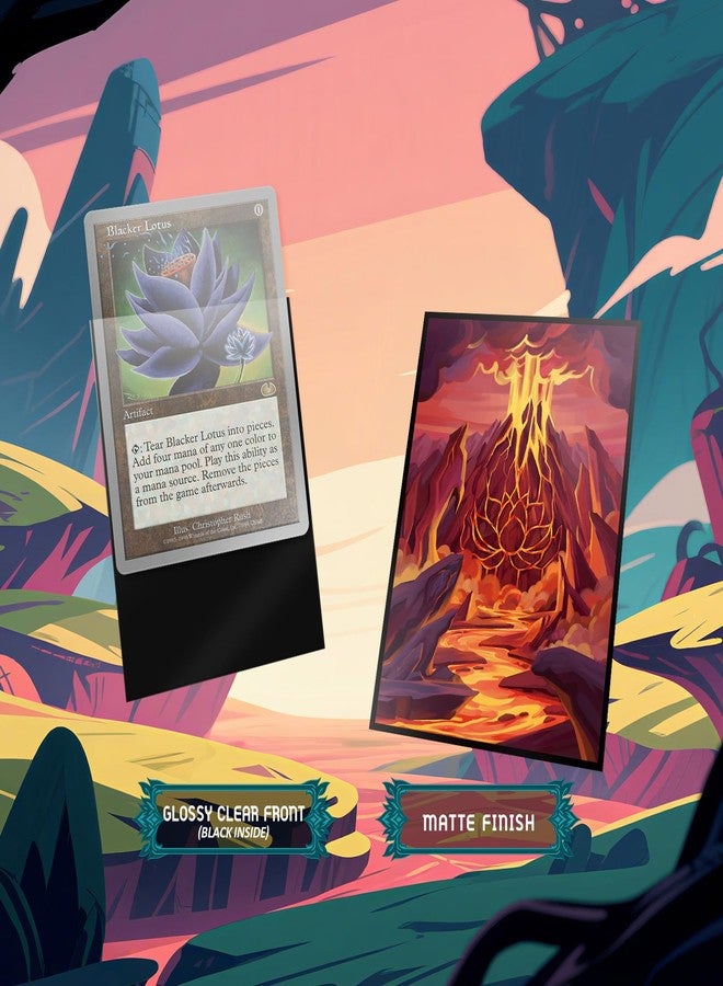 Kiiransr MTG Card Sleeves - Mountain - Lotus Series - Ultra Clear Front & Matte Finish Back, 100 Count Standard Size TCG Sleeves, Matte Art Sleevee for Magic The Gathering - Image 3