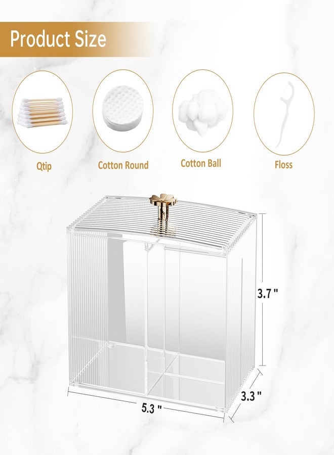 Oasiteege Q Tip Holder for Bathroom with 3 Compartments, Cute Clear Plastic Bathroom Container Jar Canister with Lid for Cotton Swab, Ball, Pad, Round, Floss, Bathroom Organizers and Storage - Image 2