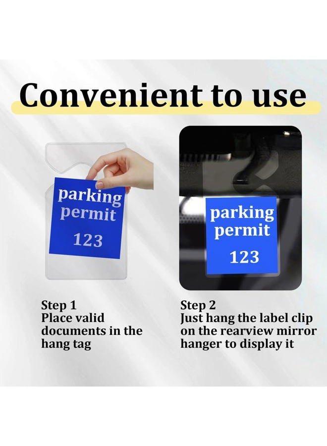 HEVLE 2PCS Clear Parking Permit Holder, Handicap Placard Holder, Rear View Mirror Disability Permit Hanger, Car Vertical Parking Lot Pass Suitable for Car Passes, Stickers, Permits (2PCS) - Image 3