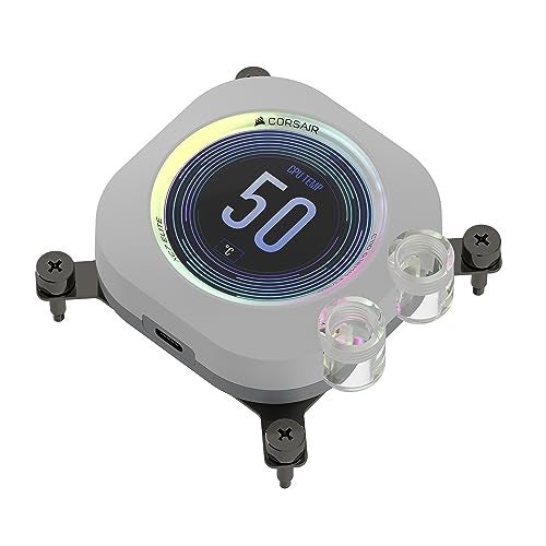CORSAIR XC7 RGB Elite LCD CPU Water Block - 480x480 IPS LCD Screen - 31 RGB LEDs - USB-C - Fits Intel® LGA 1700, AMD® AM5 and Older - White - Image 1
