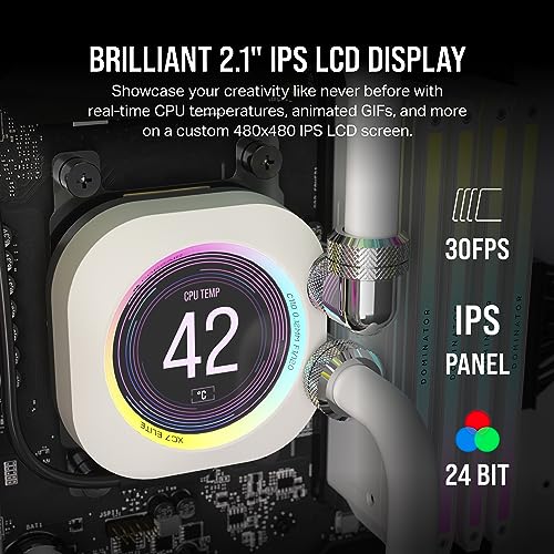 CORSAIR XC7 RGB Elite LCD CPU Water Block - 480x480 IPS LCD Screen - 31 RGB LEDs - USB-C - Fits Intel® LGA 1700, AMD® AM5 and Older - White - Image 5