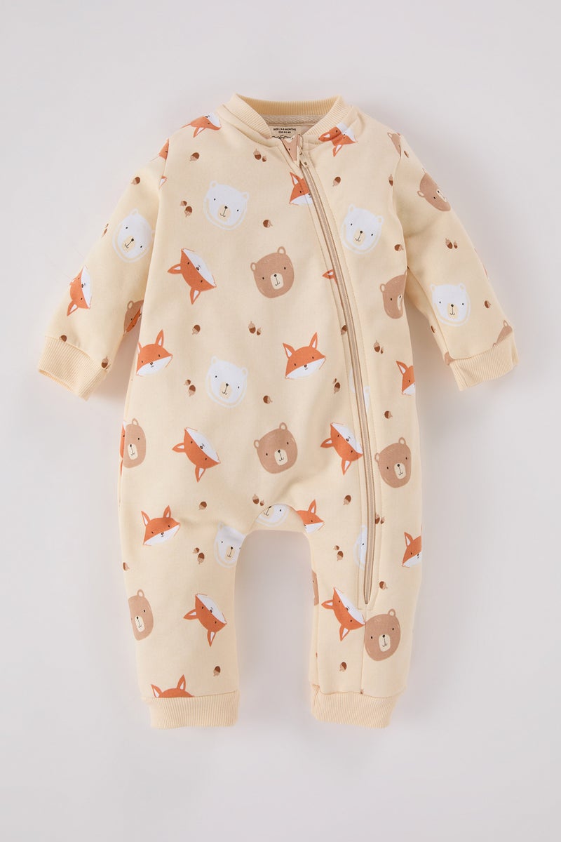 DeFacto Baby Boy Newborn Animal Patterned Zippered Jumpsuit  - Image 1