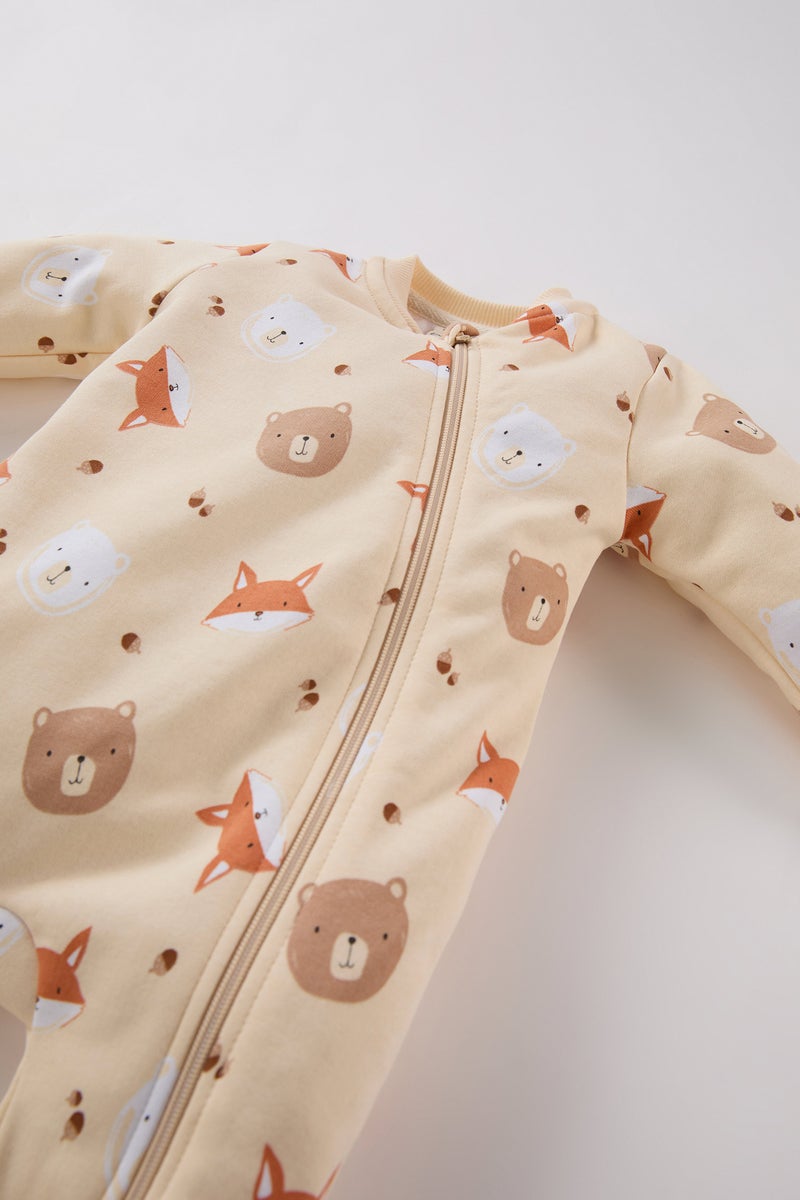 DeFacto Baby Boy Newborn Animal Patterned Zippered Jumpsuit  - Image 5