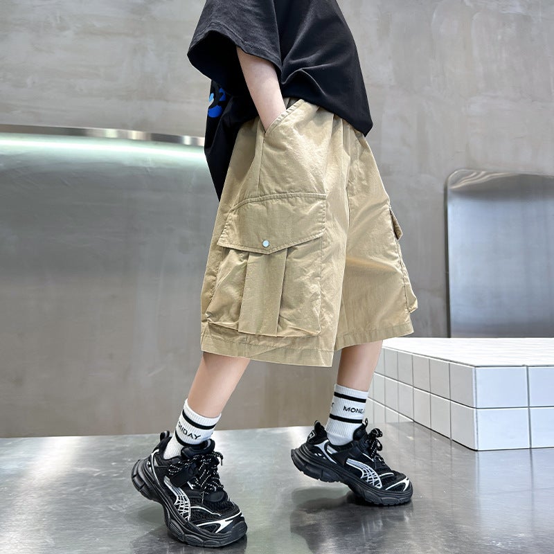 Children'S Wear Boys' Summer Pants Shorts Style Large Children'S Summer Thin Boys' All-Match Work Pants - Image 1
