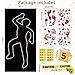 MASHAN 16 Pieces Halloween Crime Scene Decorations Kit Murder Mystery Dinner Party Game Supplies Includes Body Silhouette Crime Scene Tape Evidence Markers and Blody Sticker Home for Crime Scene Party Decor - Image 2