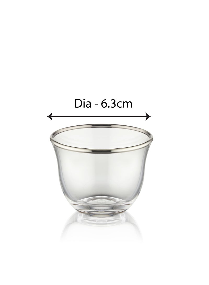 BLACKSTONE 12PC Silver Rim Set Cawa Cups, suitable for coffee 60ML, Made In Turkey - Image 3