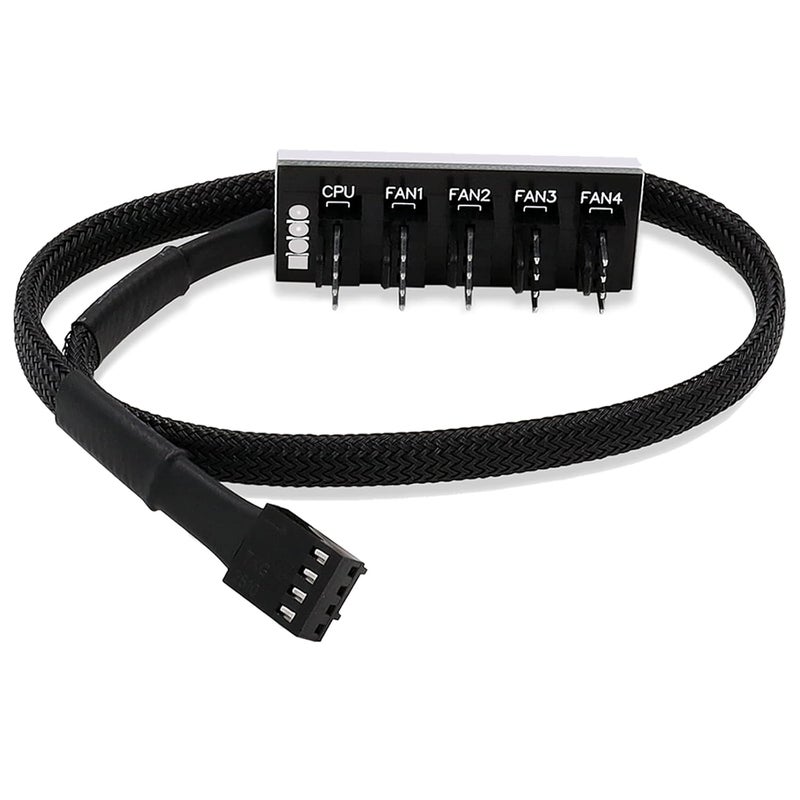 Fancasee Fan Hub Splitter Extension Cable, 1 to 5 Way Power Supply Cable PWM PC Motherboard Case Fan Power Adapter Extension Cord Hub for Desktop Computer Case 4-Pin and 3-Pin Cooling Fan - Image 2