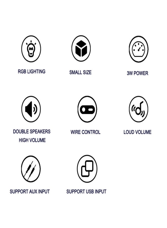 صدى مجموعة مكبرات صوت منزلية، مكبرات صوت للكمبيوتر المكتبي، مكبرات صوت سلكية للكمبيوتر المحمول بمنفذ 3.5 ملم، صندوق صوت يعمل بمنفذ USB مع إضاءة RGB جوية - Image 2