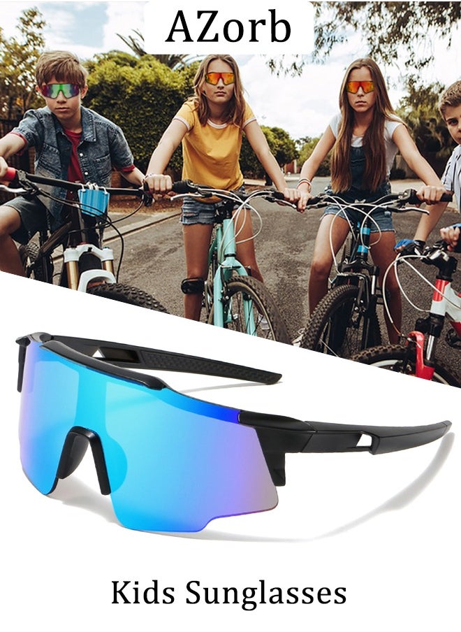 AZorb - Kids Sunglasses for Boys Girls - Sports Cycling Childrens Mirror Polarized Sun Glasses with Lightweight Flexible Frame UV Protection Age 6-15 Sunglasses - Image 1