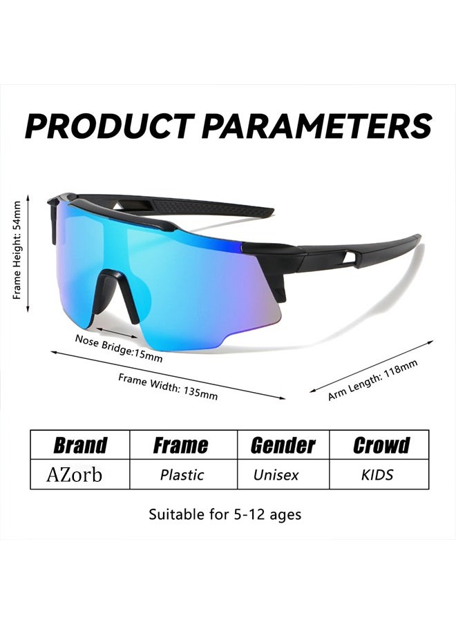 AZorb - Kids Sunglasses for Boys Girls - Sports Cycling Childrens Mirror Polarized Sun Glasses with Lightweight Flexible Frame UV Protection Age 6-15 Sunglasses - Image 1