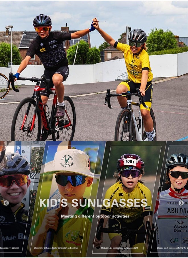 AZorb - Kids Sunglasses for Boys Girls - Sports Cycling Childrens Mirror Polarized Sun Glasses with Lightweight Flexible Frame UV Protection Age 6-15 Sunglasses - Image 1