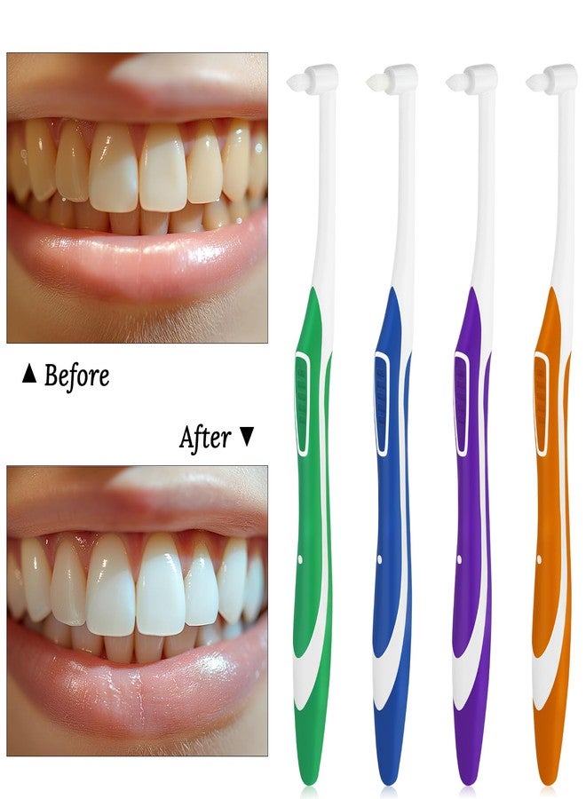 COMNICO 4pcs Tuft Toothbrush Single Tufted Slim Interspace Teeth Brushes End-tuft Tapered Compact Soft Dental Brushes for Detail Cleaning (Green + Blue + Yellow + Purple) - Image 5