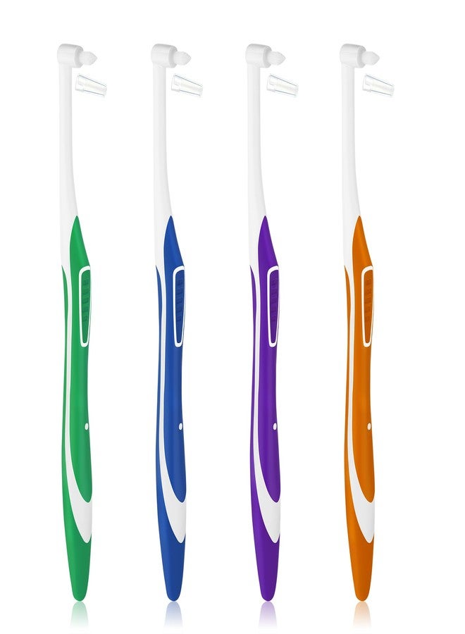 COMNICO 4pcs Tuft Toothbrush Single Tufted Slim Interspace Teeth Brushes End-tuft Tapered Compact Soft Dental Brushes for Detail Cleaning (Green + Blue + Yellow + Purple) - Image 1
