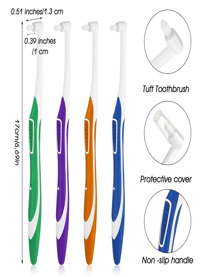 COMNICO 4pcs Tuft Toothbrush Single Tufted Slim Interspace Teeth Brushes End-tuft Tapered Compact Soft Dental Brushes for Detail Cleaning (Green + Blue + Yellow + Purple) - Image 2