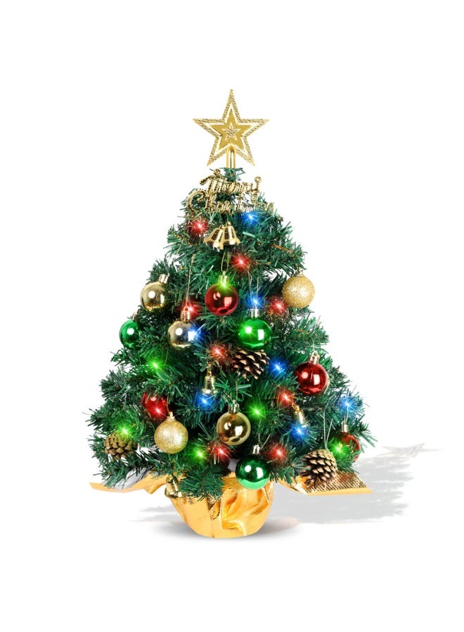 Chielor abletop Christmas Tree 24 Inch Mini Aritificial Xmas Tree with 30 LED String Lights, Star Tree, Tabletop Small Xmas Tree for Holiday Indoor DIY Christmas Décor - Image 1