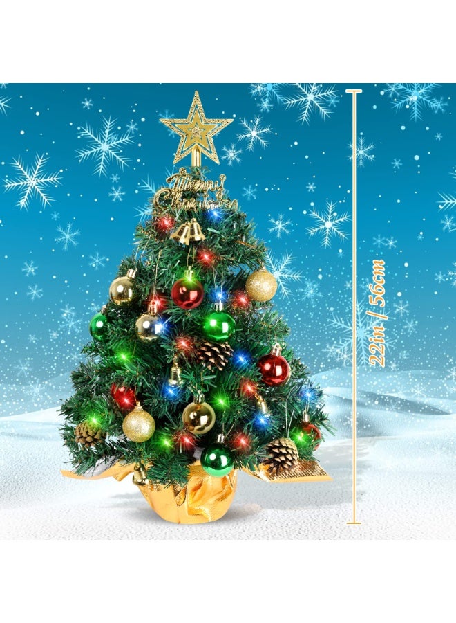 Chielor abletop Christmas Tree 24 Inch Mini Aritificial Xmas Tree with 30 LED String Lights, Star Tree, Tabletop Small Xmas Tree for Holiday Indoor DIY Christmas Décor - Image 2
